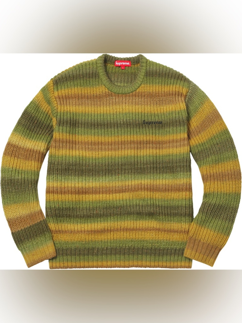 SUPREME ombre stripe sweater green yellow XL new york streetwear oversize